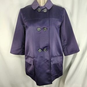 Simply Vera Vera Wang NWOT Purple 3/4 Sleeve Double Breasted Jacket Size Medium